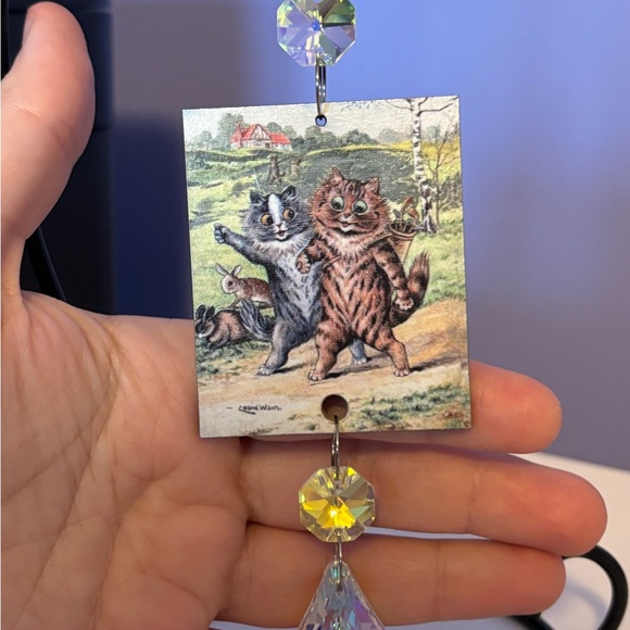 Louis wain tabby cat Christmas ornament, Louis wain tabby cat Suncatcher decor - Picture 7 of 9